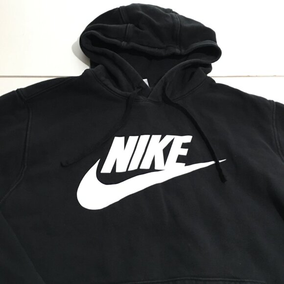 Nike Hoodie Sportswear Club Fleece Pullover Sweatshirt Mens Large Black - Picture 3 of 9